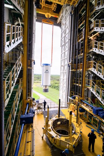 Vega-C Zefiro 40 second stage for VV21 transferred to and integrated at the Vega Launch Zone, Europe's Spaceport in Kourou, French Guiana, 4 May 2022