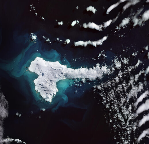 This rare, almost cloud-free view of the remote Elephant Island in Antarctica was captured in February 2023 by the Copernicus Sentinel-2 mission.